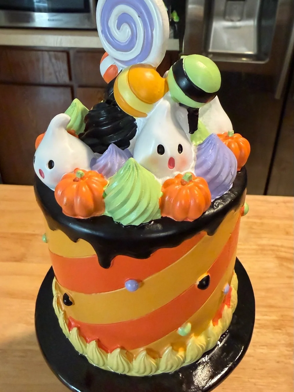 Halloween Candy Drip Decorative Cake Topper - Orange, Yellow, Black